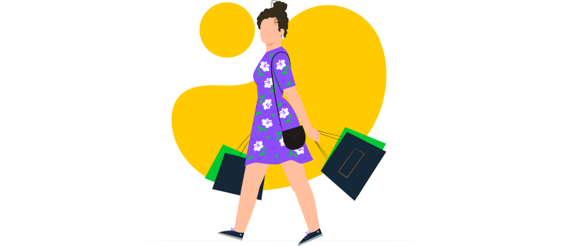 Mulher fazendo compras após ser impactada por ações de marketing para o dia do consumidor