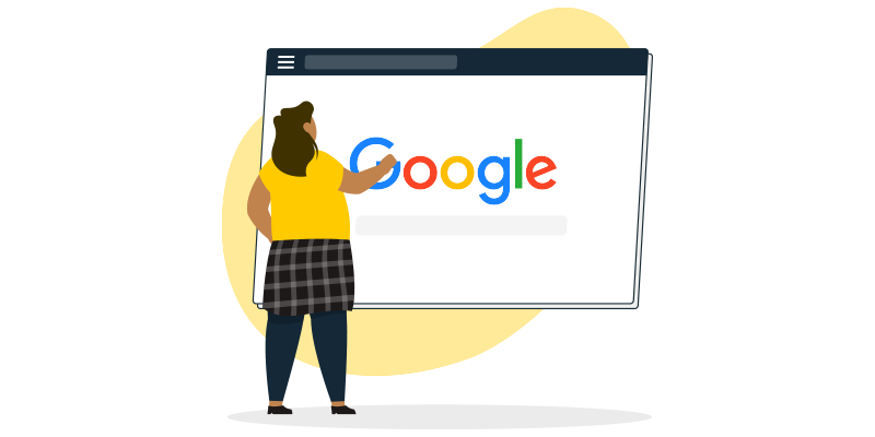 pessoa em frente a um notebook, com a tela do Google em exibição pronta para pesquisar sobre marketing de performance.